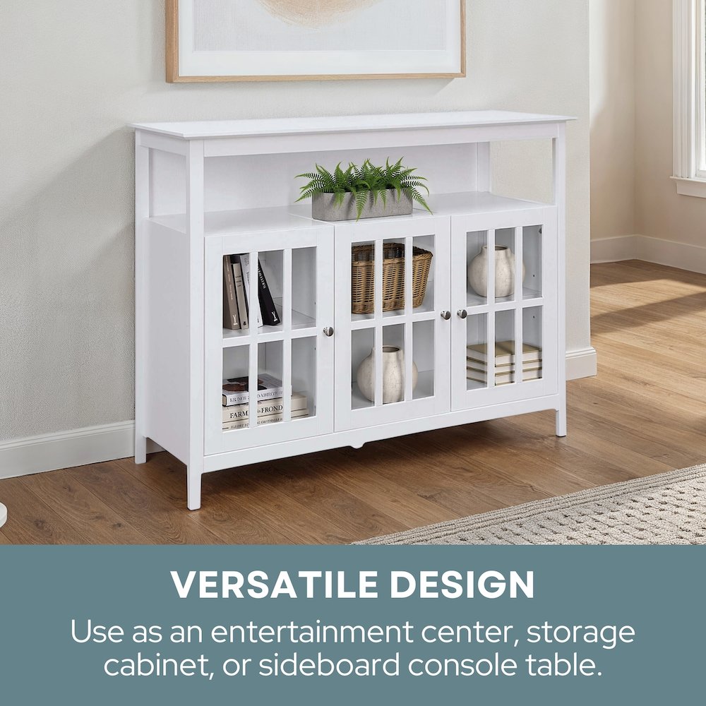 Big Sur Deluxe TV Stand with Storage Cabinets and Shelf for TVs up to 55 Inches White. Picture 5