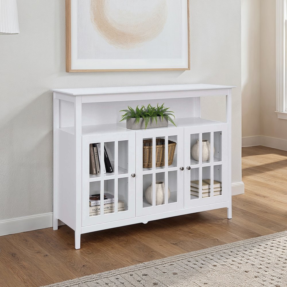 Big Sur Deluxe TV Stand with Storage Cabinets and Shelf for TVs up to 55 Inches White. Picture 2