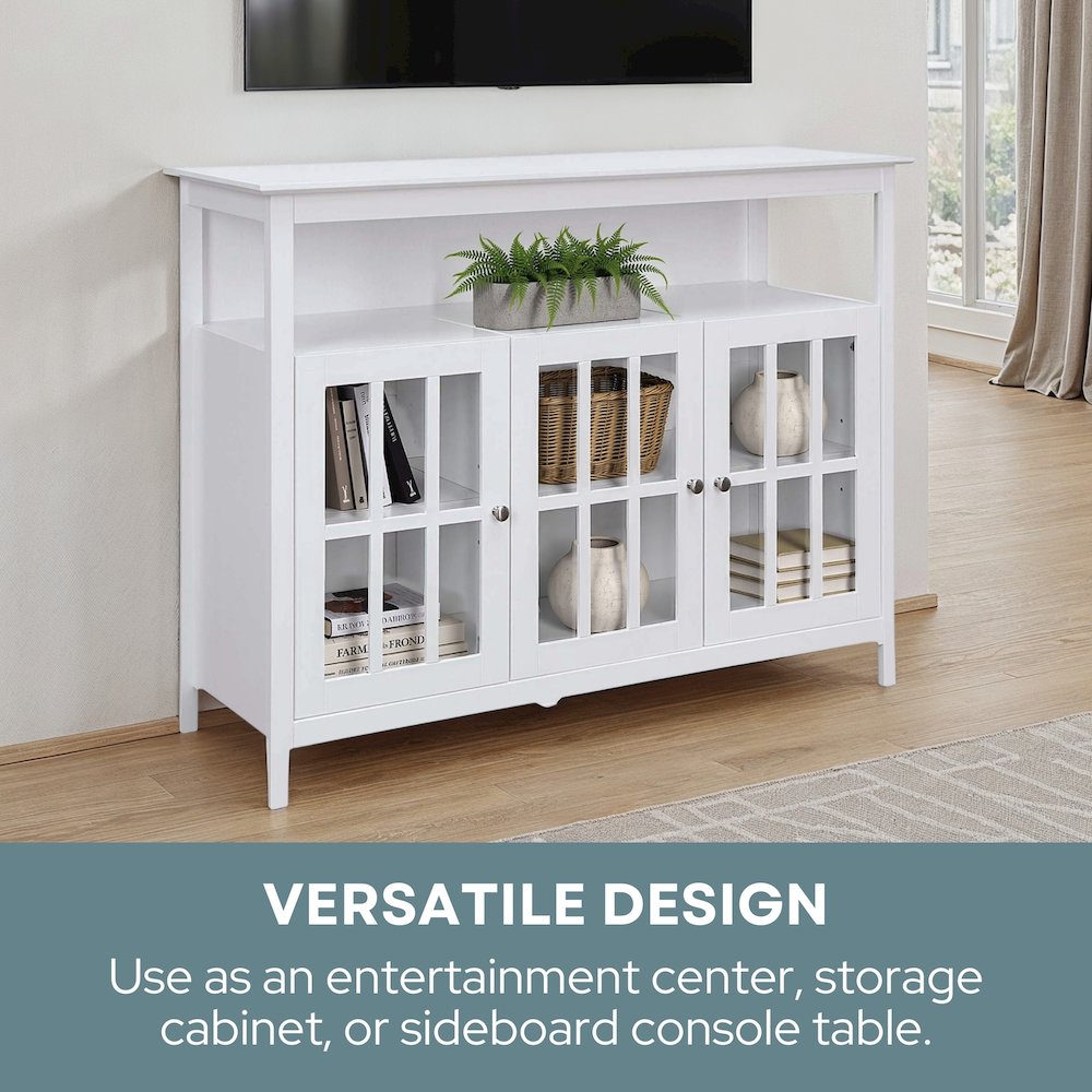 Big Sur Deluxe TV Stand with Storage Cabinets and Shelf for TVs up to 55 Inches White. Picture 8