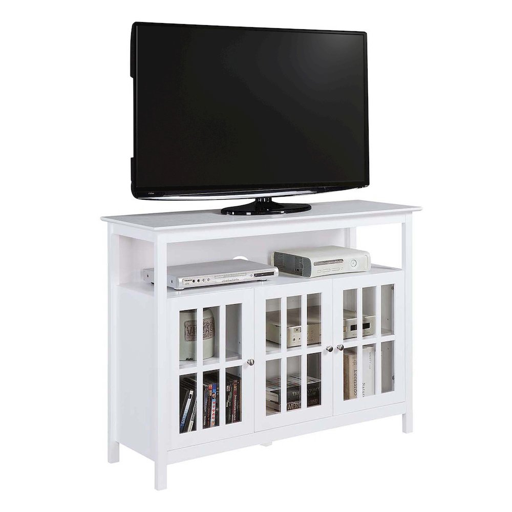 Big Sur Deluxe TV Stand with Storage Cabinets and Shelf for TVs up to 55 Inches White. Picture 3