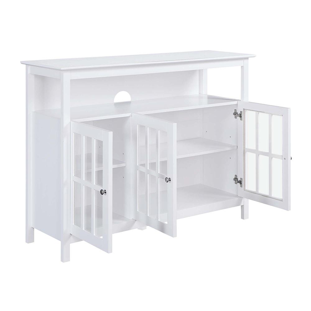 White TV Stand with Storage Cabinets and Shelf for TVs up to 55 Inches. Picture 2
