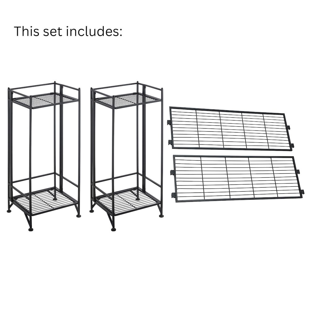 Xtra Storage 2 Tier Tall Folding Metal Shelves with Set of 2. Picture 2