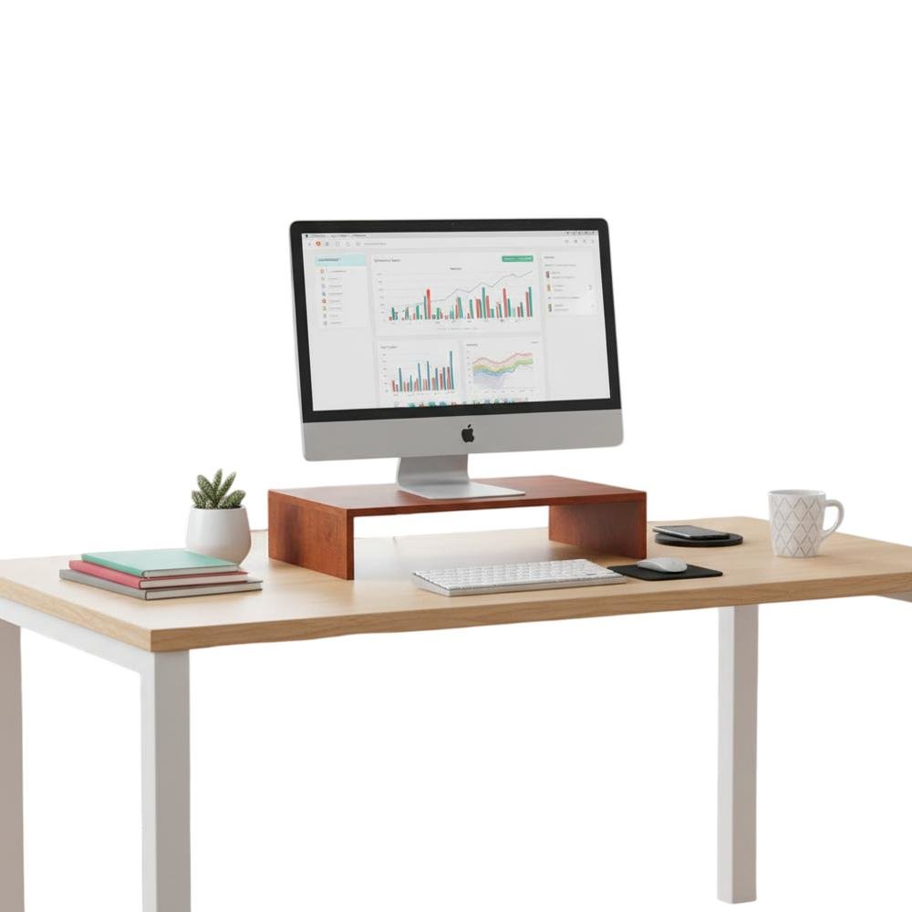 Cherry TV/Monitor Riser for Small Screens up to 26 Inches with Melamine Veneer. Picture 4