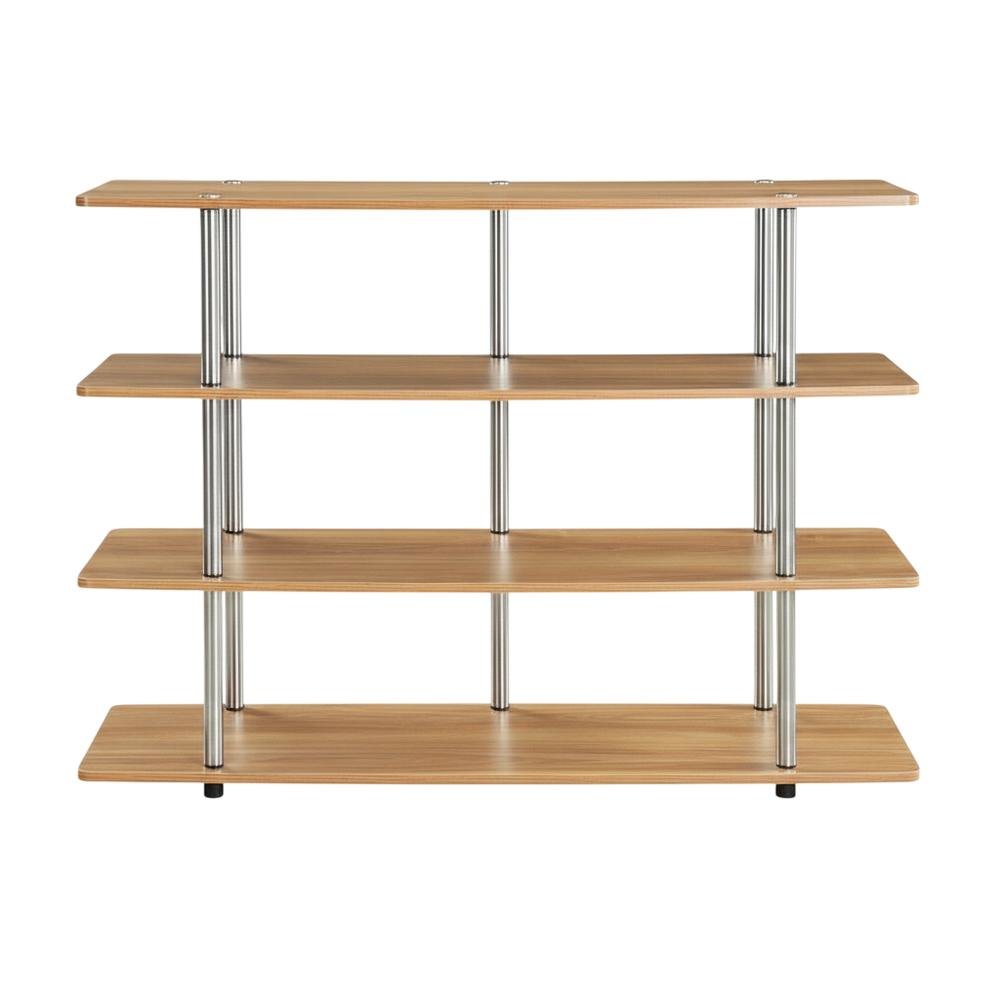 Light Oak No Tools XL Highboy TV Stand for TVs up to 55 Inches with Metal Poles. Picture 4