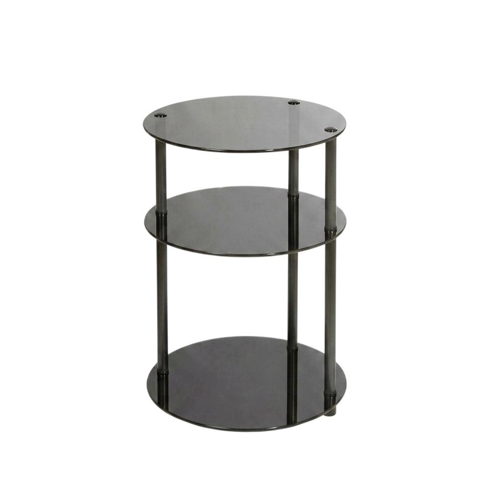 Glass 3-Tier Round Accent Table with Modern Design. Picture 1