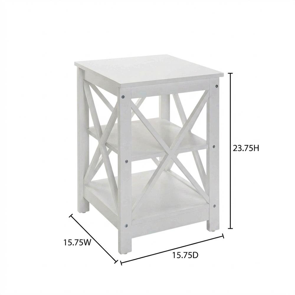 White end table with shelves, transitional coastal style, stylish and functional. Picture 7