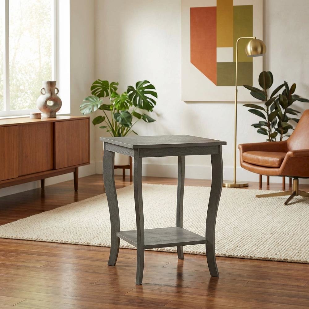 Square End Table with Wirebrush Dark Gray Finish and Modern Design. Picture 3