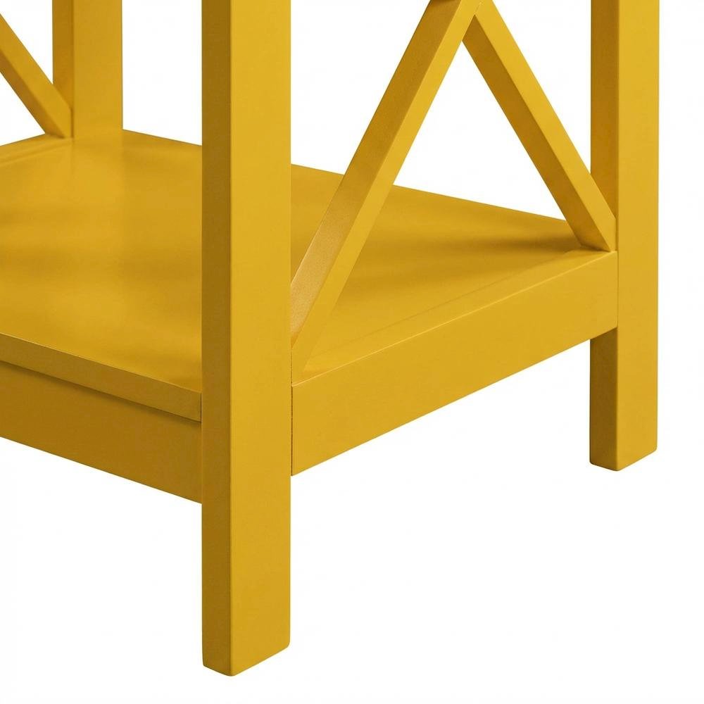 Yellow End Table with Shelves for Coastal-Style Home Decor. Picture 6