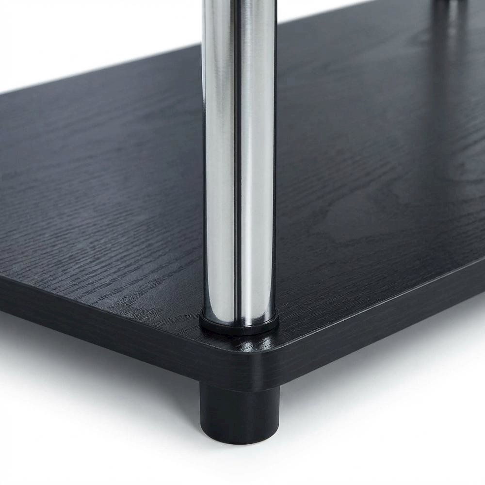 Black 3-Tier TV Stand with Particle Board and Metal Support. Picture 6