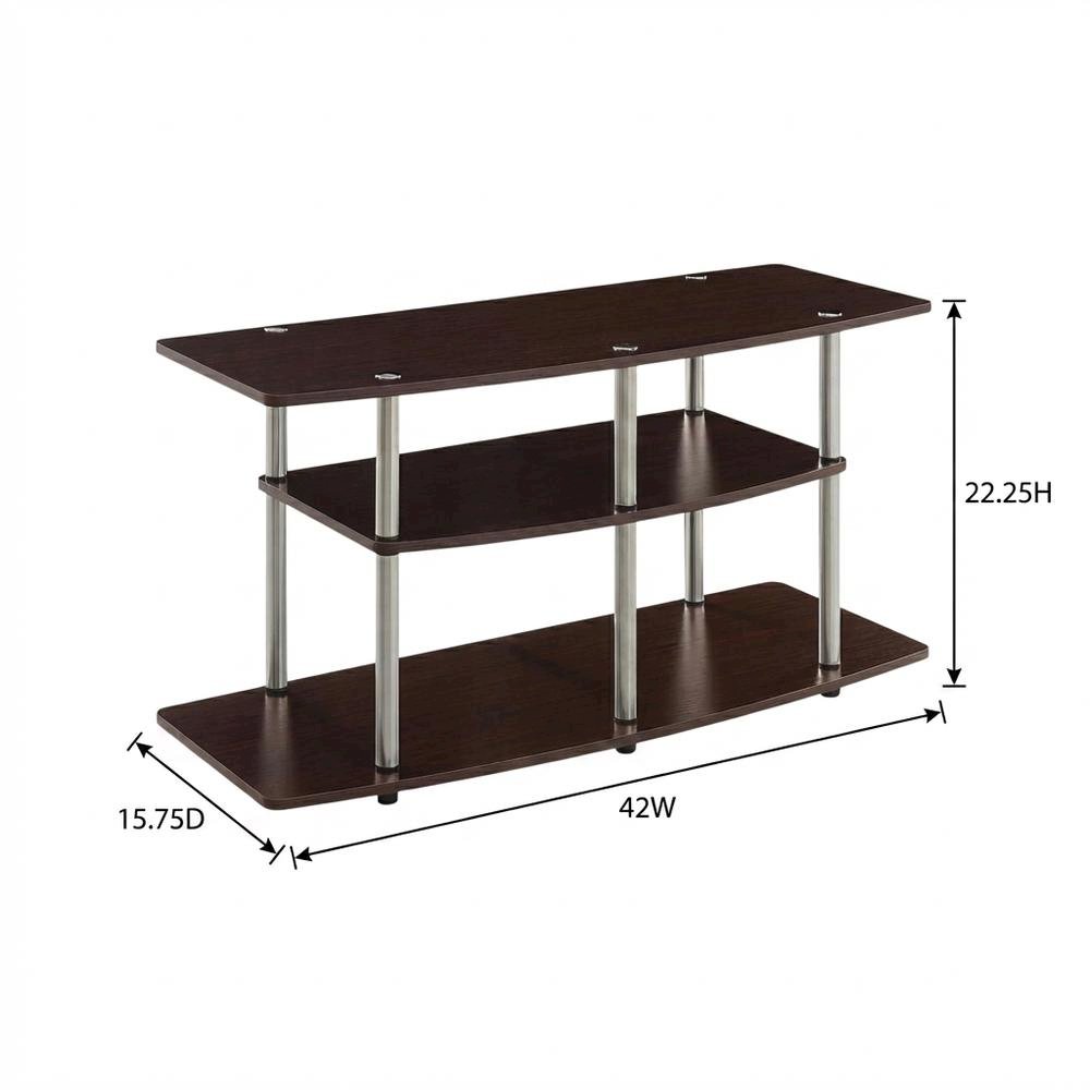 Wide TV Stand in Neutral Finish for Up to 46-Inch Screens with 3-Tier Storage. Picture 3