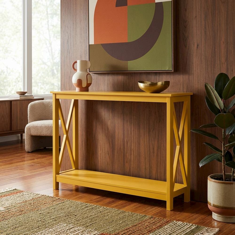 Contemporary Console Table with Open Shelf for Entryway or Living Room. Picture 3