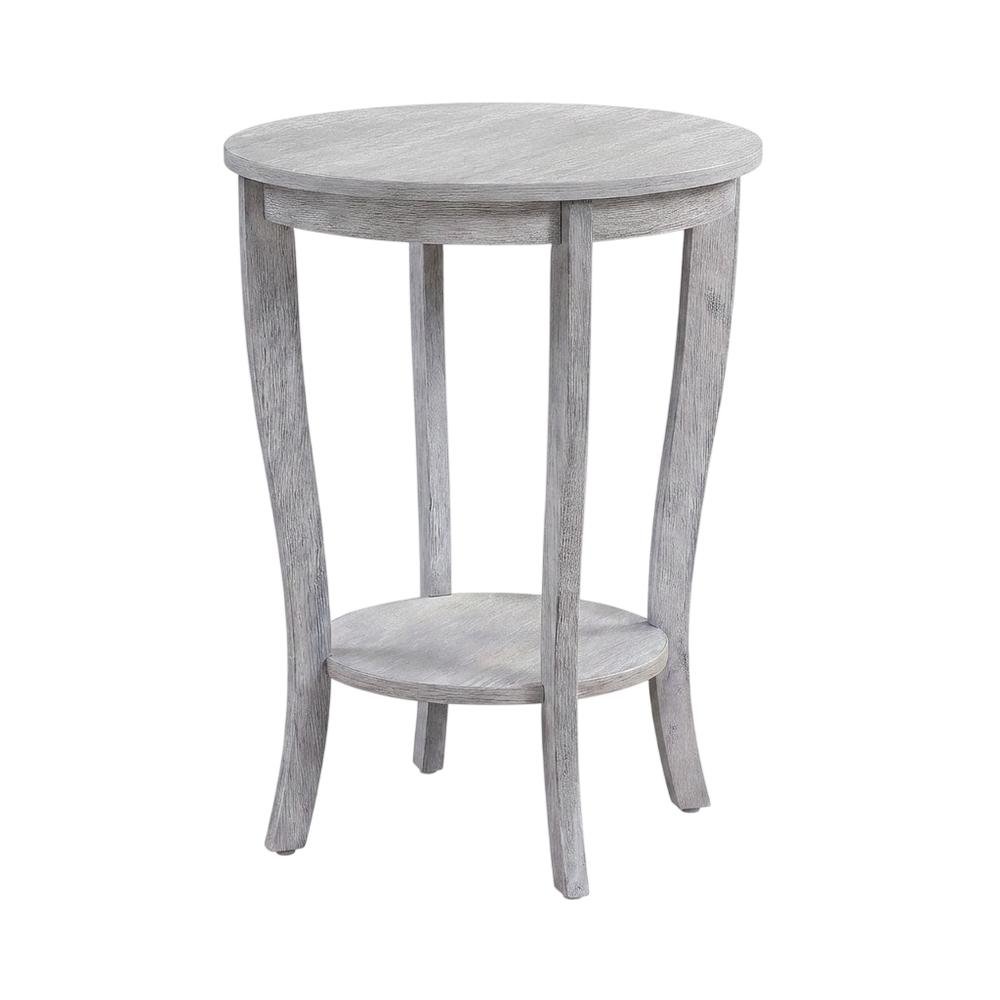 Round End Table with Distressed Finish and Sturdy Construction. Picture 1