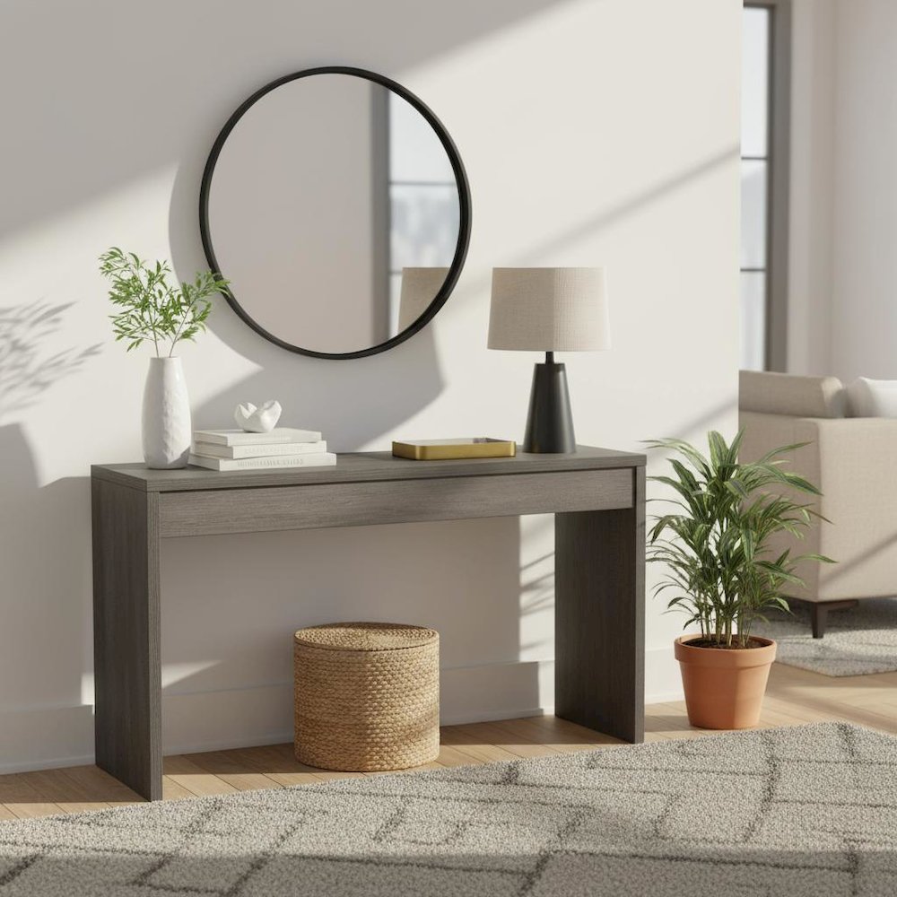 Console Desk, Gray, 48 Inch, Versatile, Hallway Foyer. Picture 3
