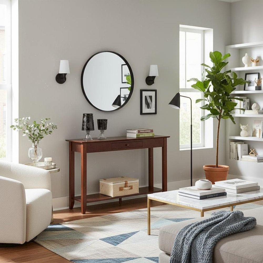 Elegant Console Table, Espresso, Drawer, Shelf, Versatile. Picture 3