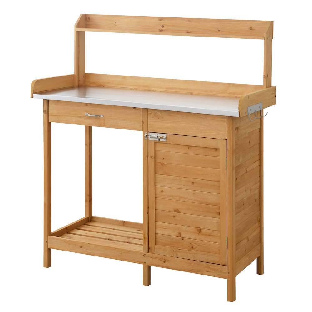Deluxe 1 Drawer Potting Bench with Storage Cabinet and Shelves. Picture 1