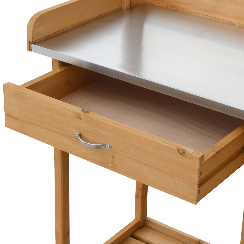 Deluxe 1 Drawer Potting Bench with Storage Cabinet and Shelves. Picture 5