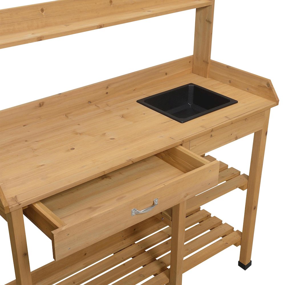 Deluxe Potting Bench with Drawer and Shelves. Picture 4
