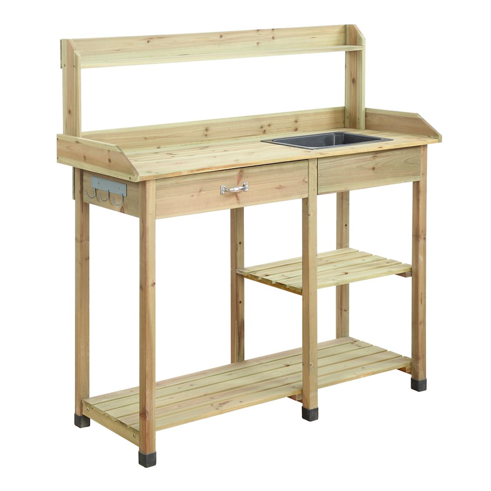 Deluxe Potting Bench with Drawer and Shelves. Picture 1