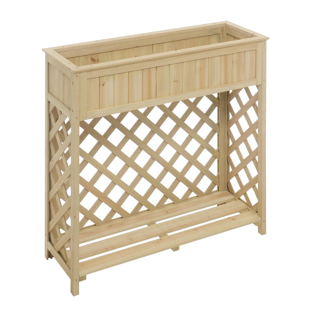 Planters & Potts Raised Patio Planter with Shelf. Picture 1