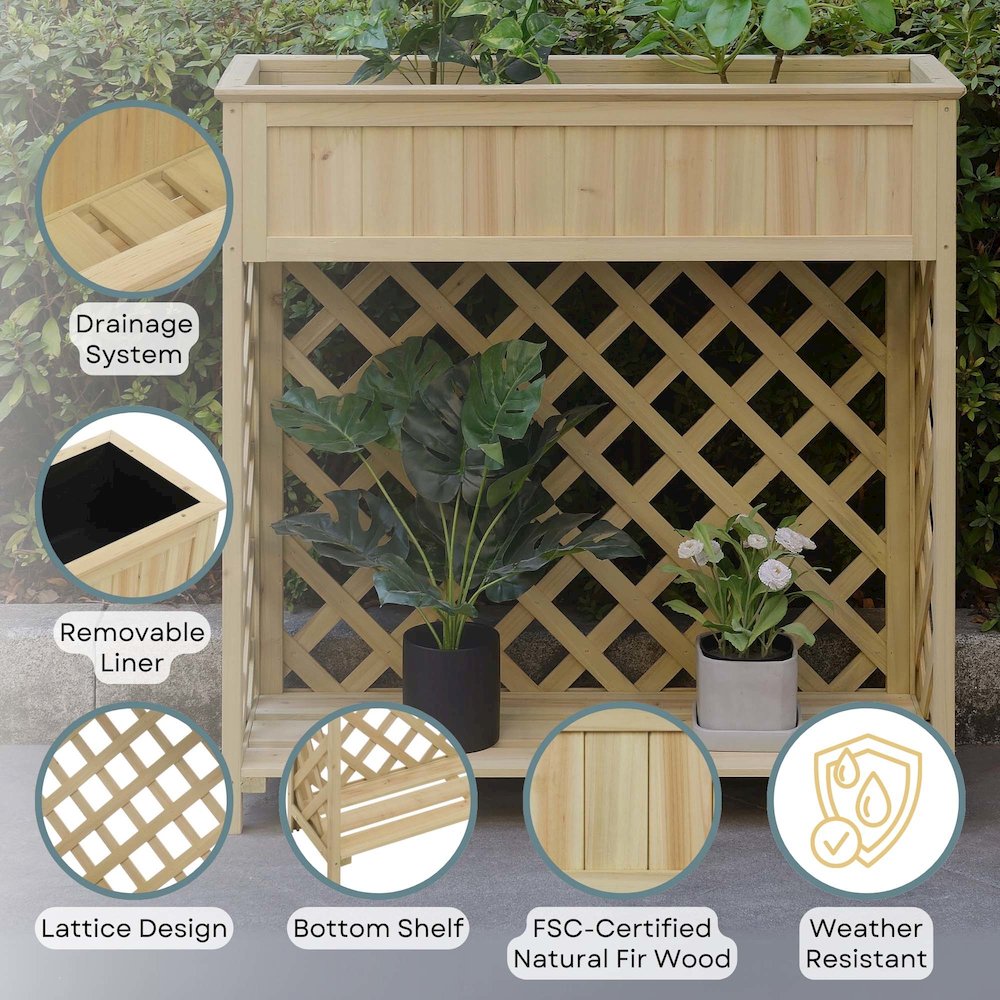 Planters & Potts Raised Patio Planter with Shelf. Picture 4