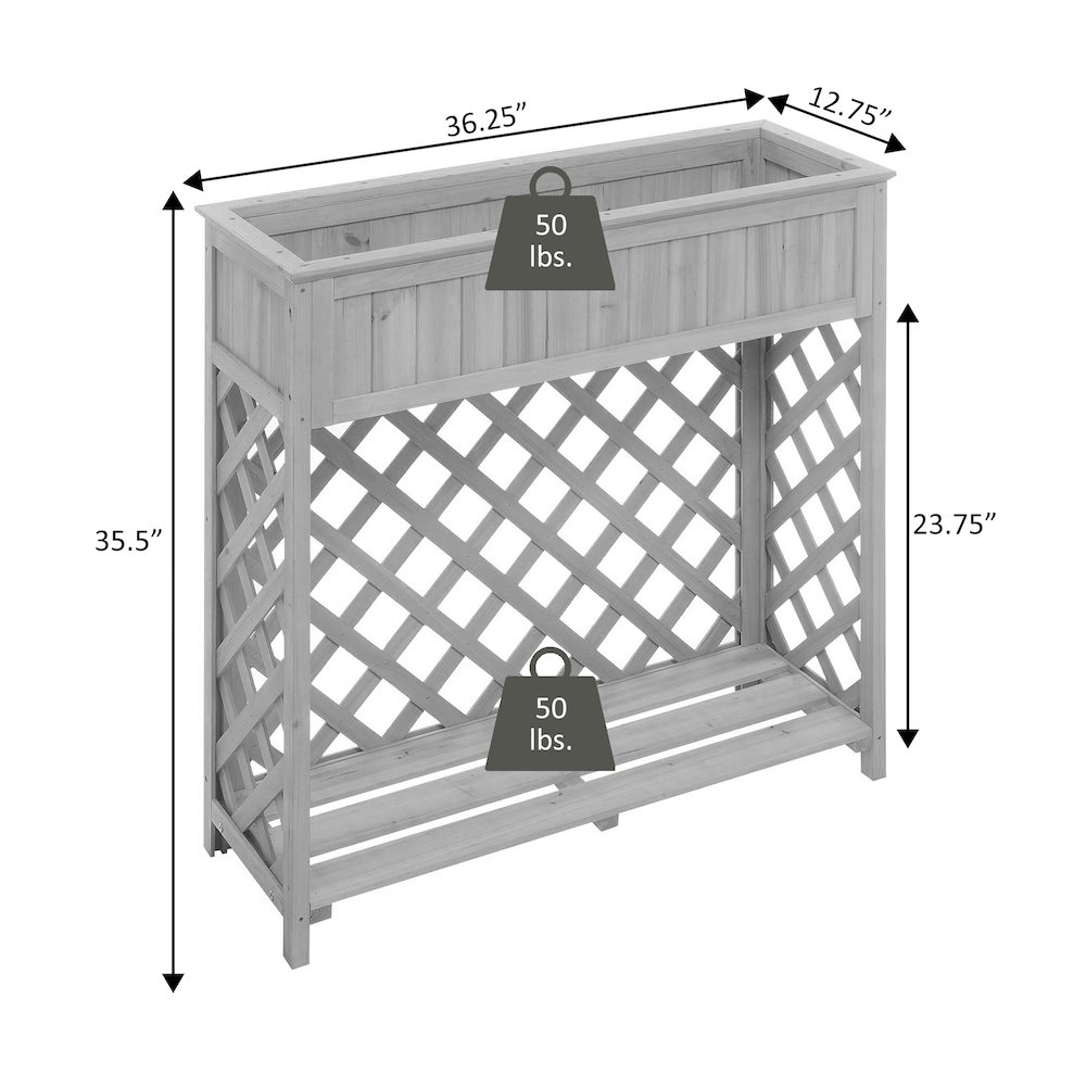 Planters & Potts Raised Patio Planter with Shelf. Picture 6