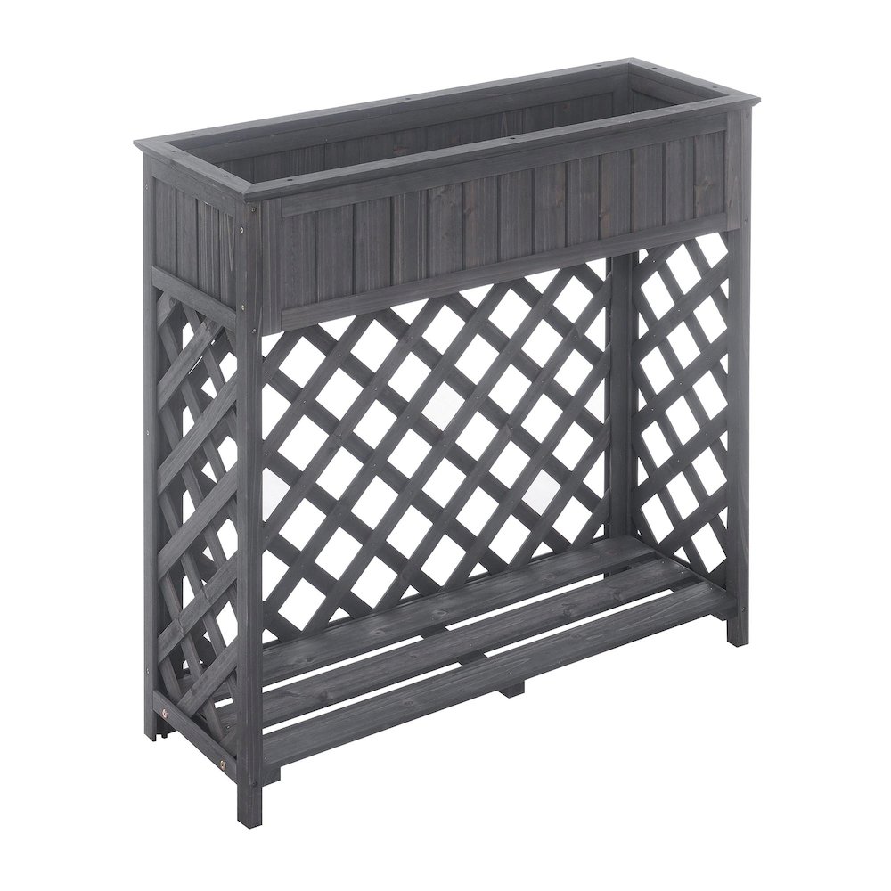 Planters & Potts Raised Patio Planter with Shelf. Picture 1