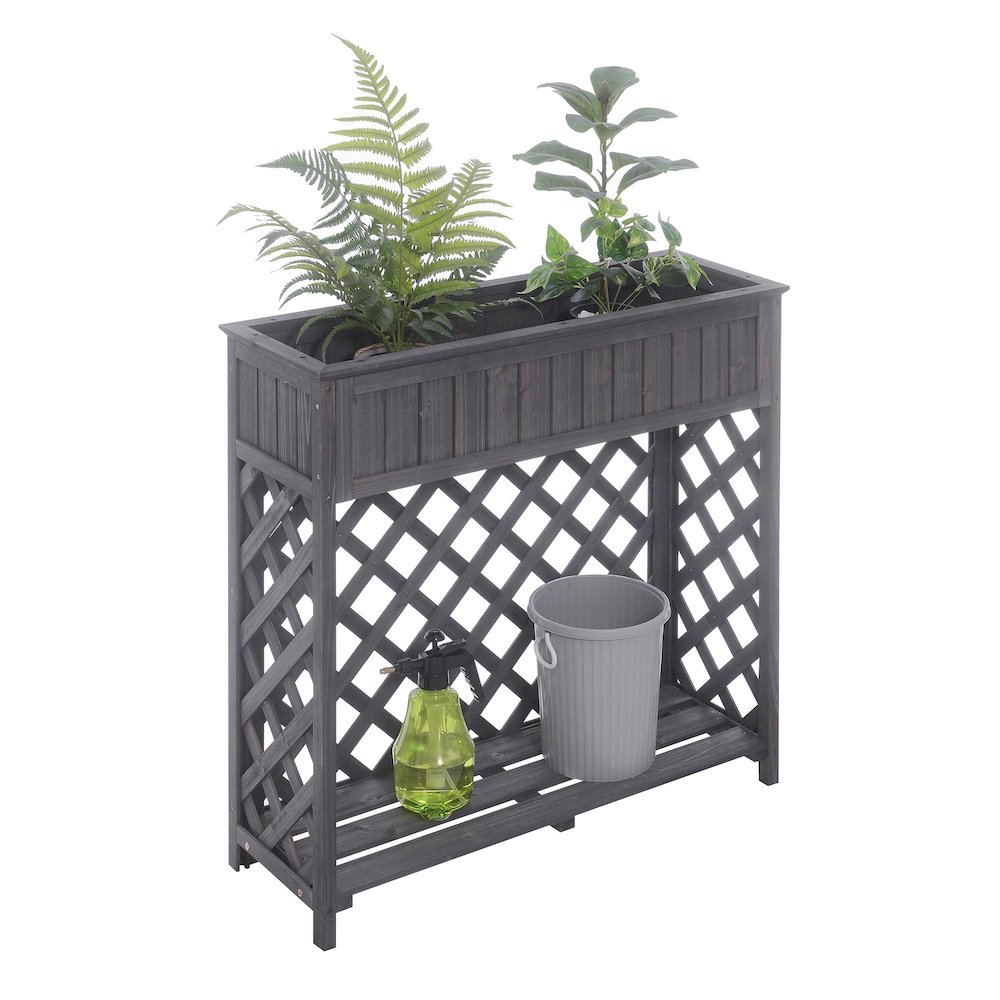 Planters & Potts Raised Patio Planter with Shelf. Picture 3