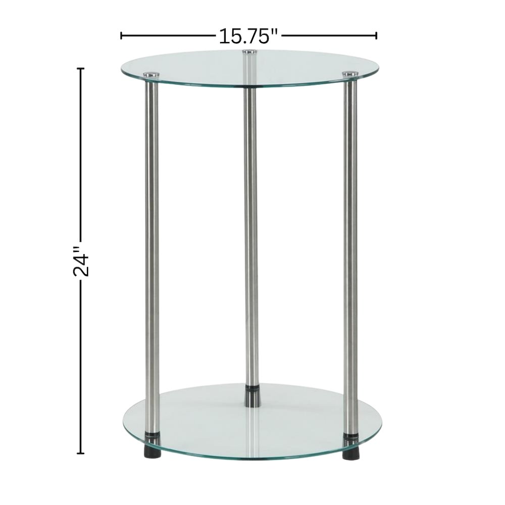 Contemporary Glass Side Table, Round, Chrome Legs, Easy Setup. Picture 5