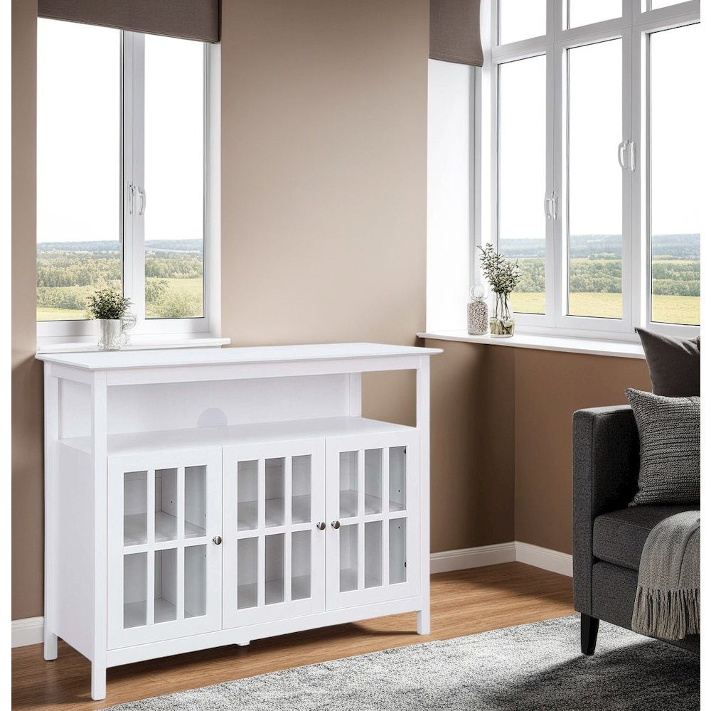 White TV Stand with Storage Cabinets and Shelf for TVs up to 55 Inches. Picture 5