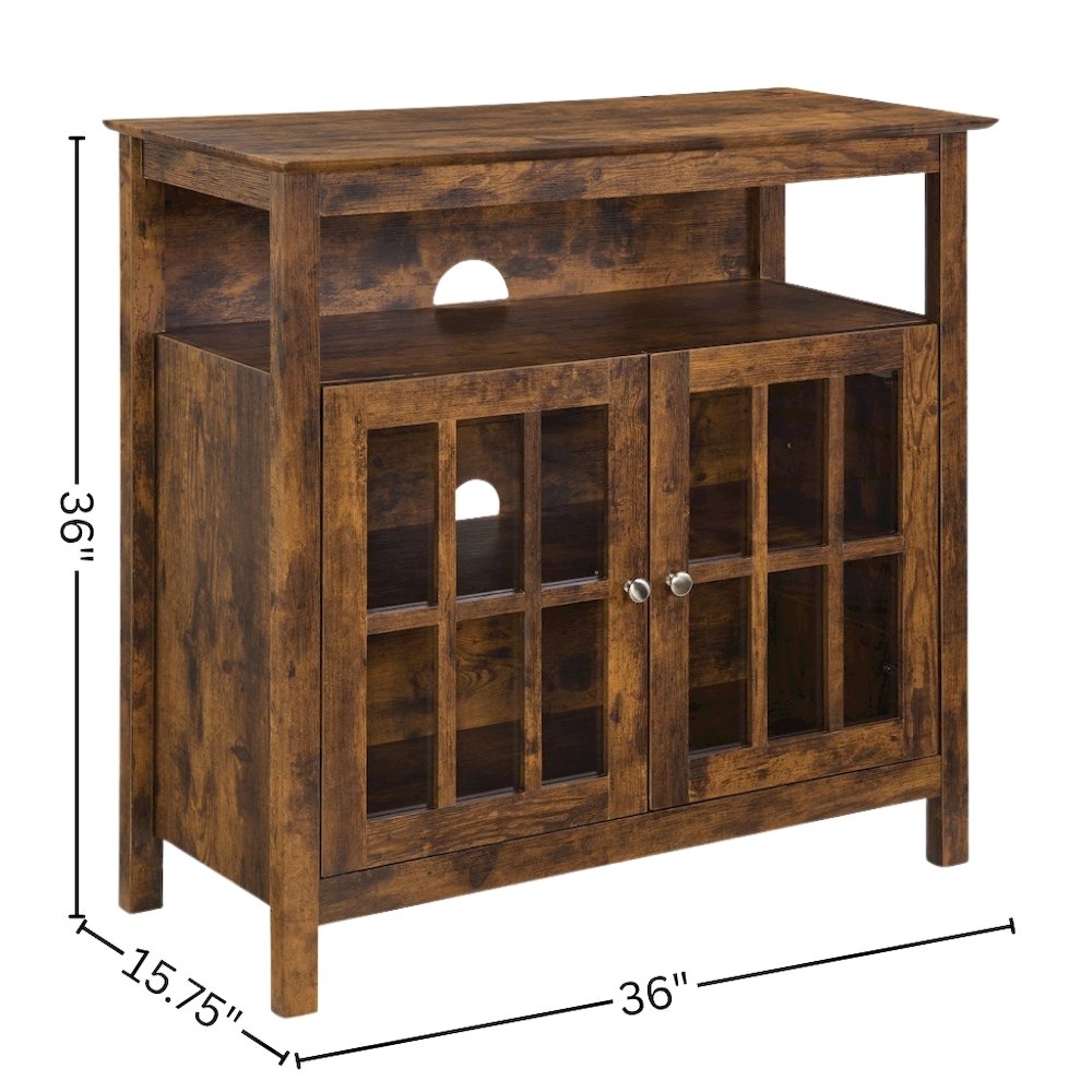 Tall TV Stand Console, Brown, Storage Cabinets, 40 Inch. Picture 4