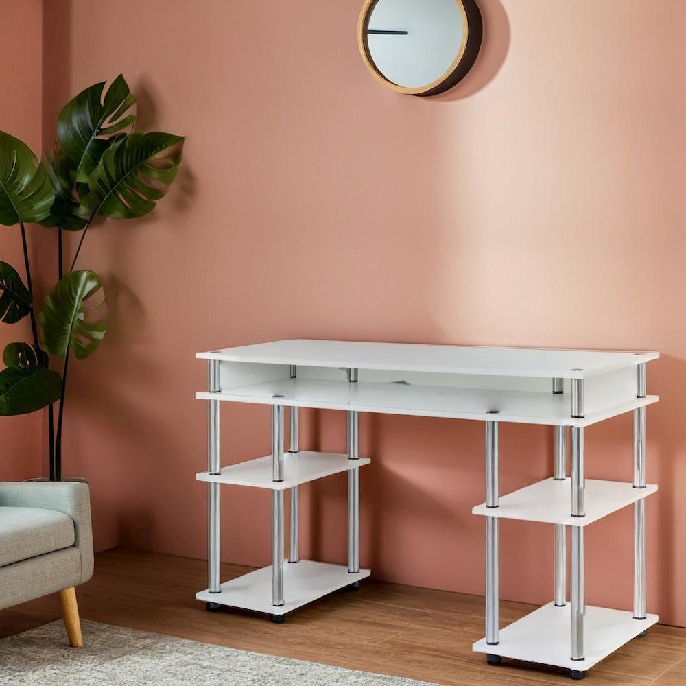 White Office Desk with No-Tools Assembly, Practical and Stylish Design. Picture 5