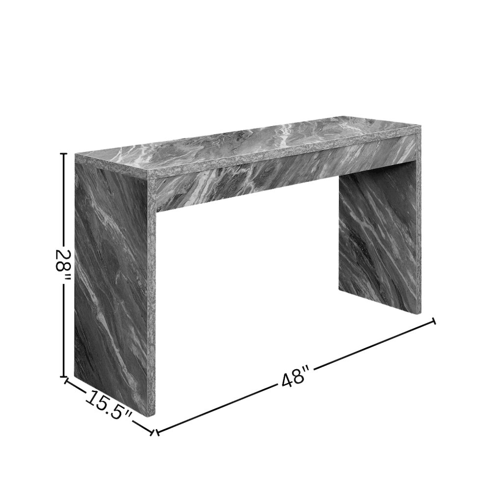 Console Desk, White, 48 Inch, Versatile, Faux Marble Top. Picture 5