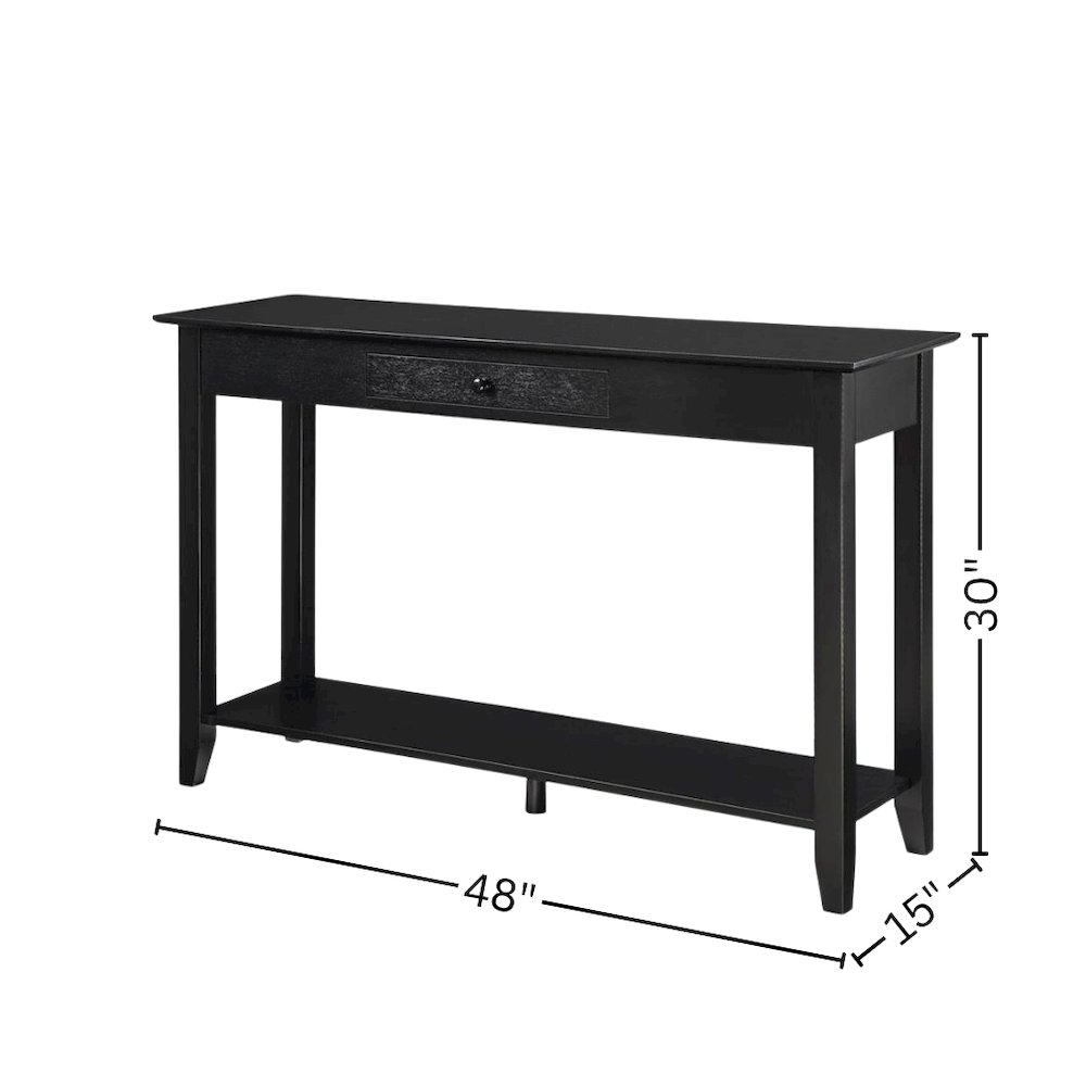 Classic Console Table, Black, Drawer, Shelf, Entryway Accent. Picture 5