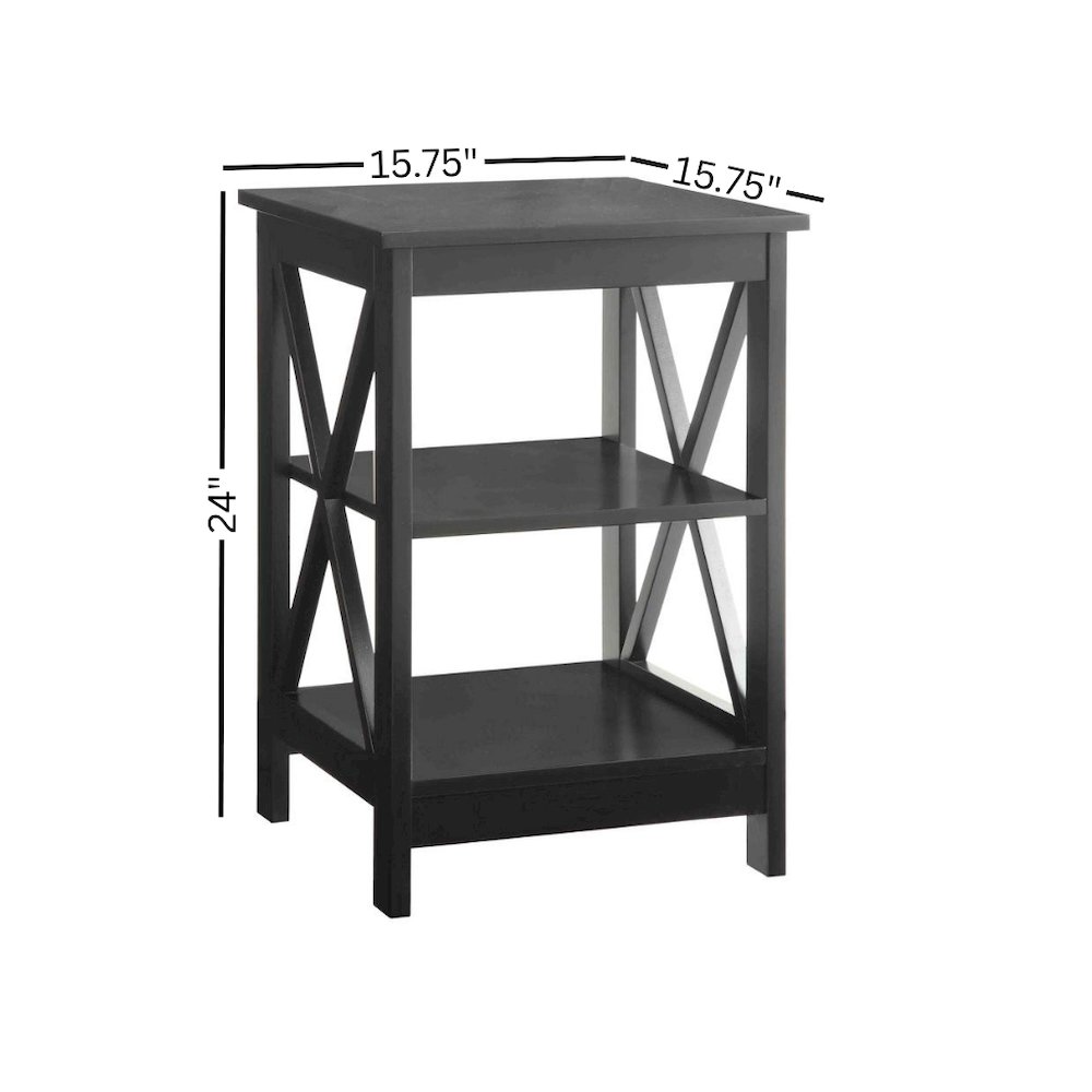 End Table Wood Shelves with 3 Tiers of Storage in Black, 15.75-inch. Picture 5