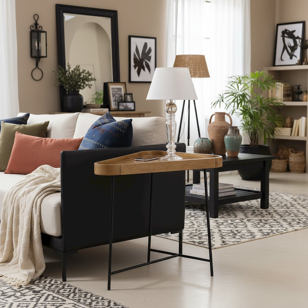 Triangle End Table, Driftwood, Hairpin Legs, Modern Accent. Picture 2