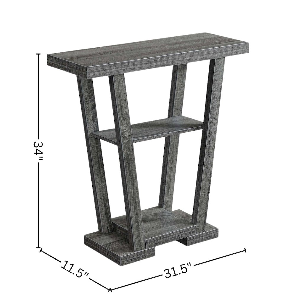 Console Table, Gray Woodgrain, 2 Shelves, Entryway, Sofa. Picture 4