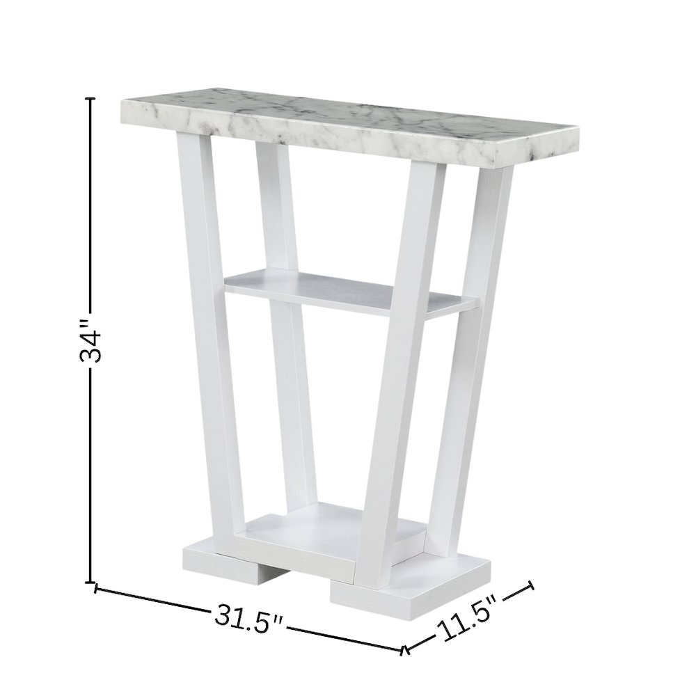 Console Table, Gray Marble, 2 Shelves, Entryway, Sofa. Picture 6