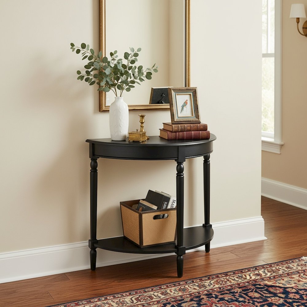 Entryway Console Table with Bottom Shelf in Black Color, 30-inch Tall Furniture. Picture 3
