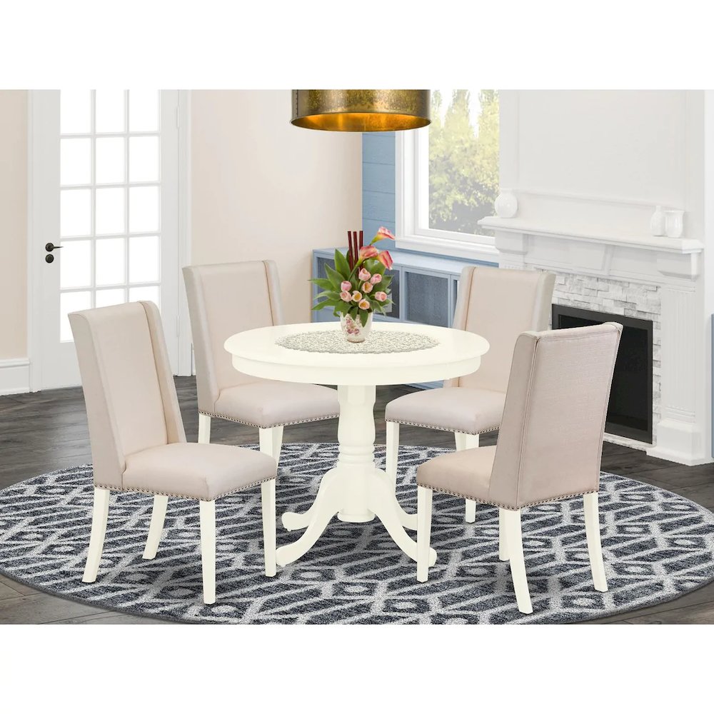 Dining Room Set Linen White, ANFL5-LWH-01. Picture 8