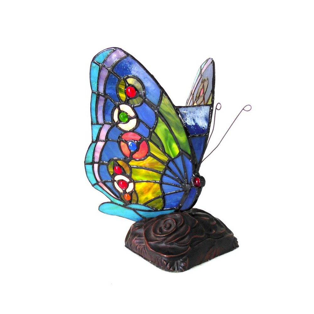 KACY 1 Tiffany-style 1 Light Butterfly Accent Table Lamp 10" Tall. Picture 1