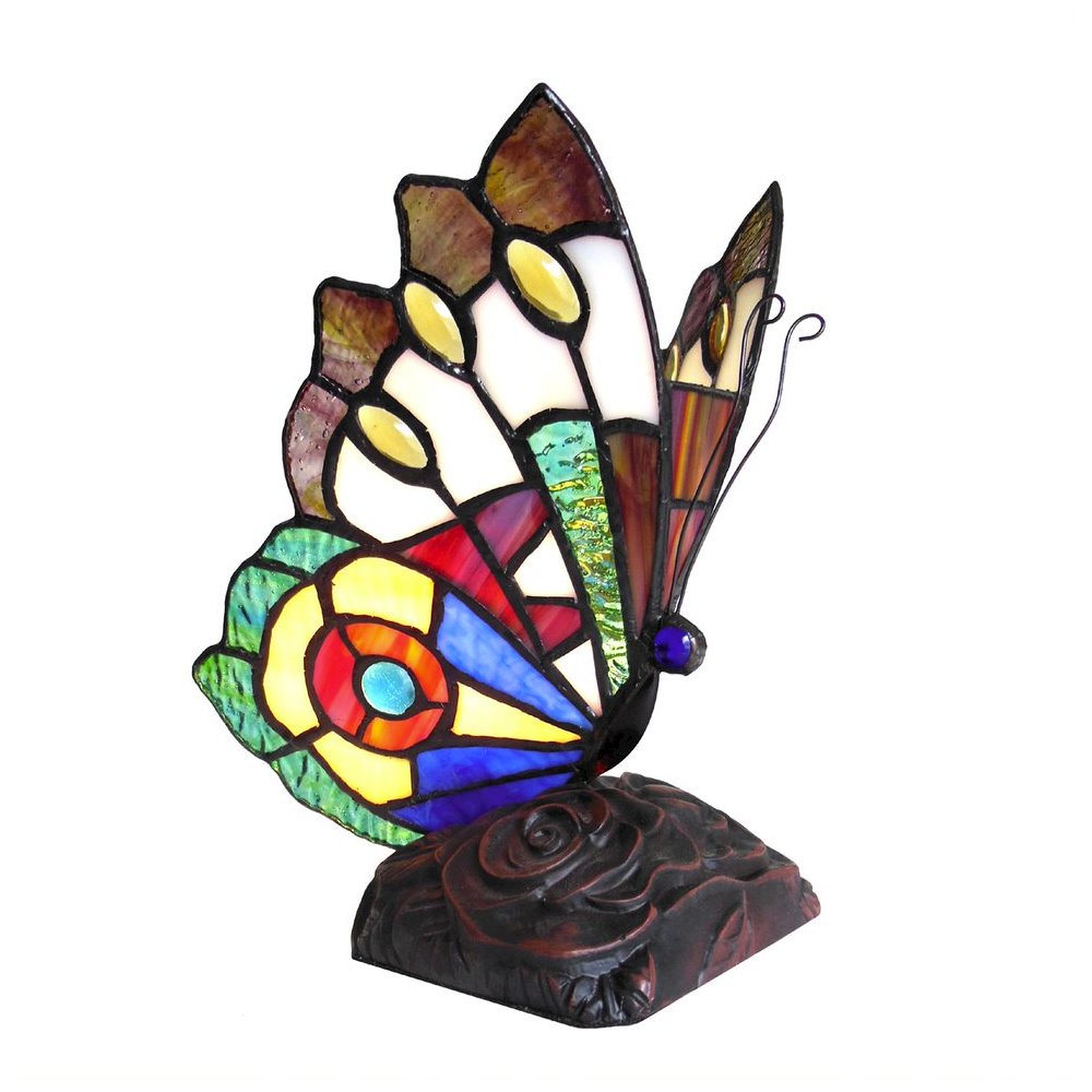 KACY 7 Tiffany-style 1 Light Butterfly Accent Table Lamp 9" Tall. Picture 1