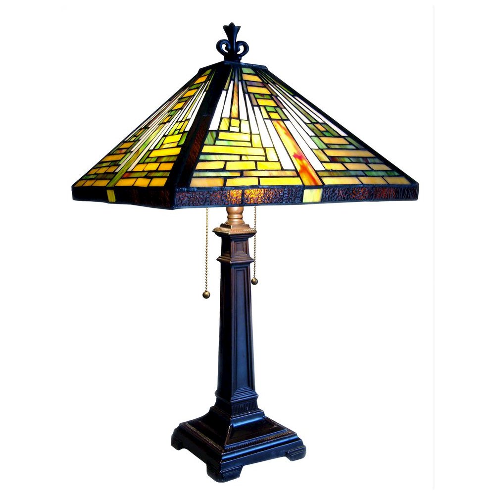 Tiffany-style 2 Light Mission Table Lamp 14" Shade. Picture 1