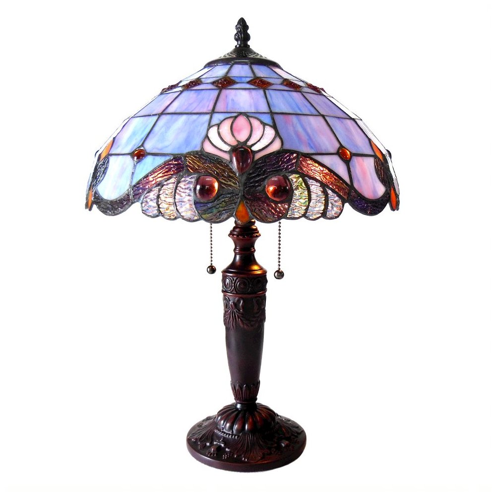 SHELLY Tiffany-style 2 Light Victorian Table Lamp 14.5" Shade. Picture 1