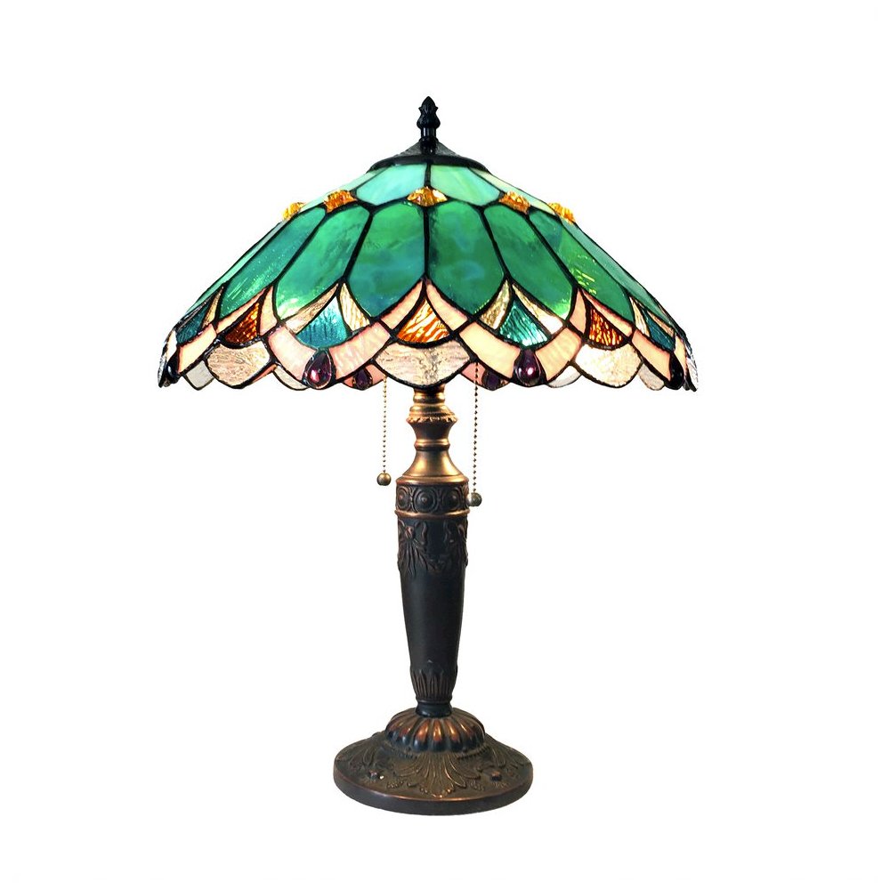 DEMETER Tiffany-style 2 Light Table Lamp 16" Shade. Picture 1