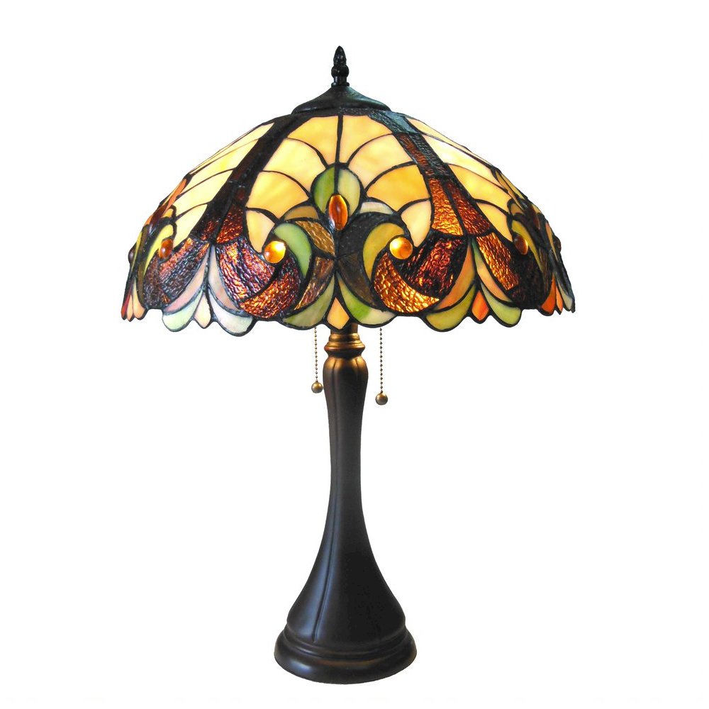 AMOR Tiffany-style 2 Light Victorian Table Lamp 16" Shade. Picture 1