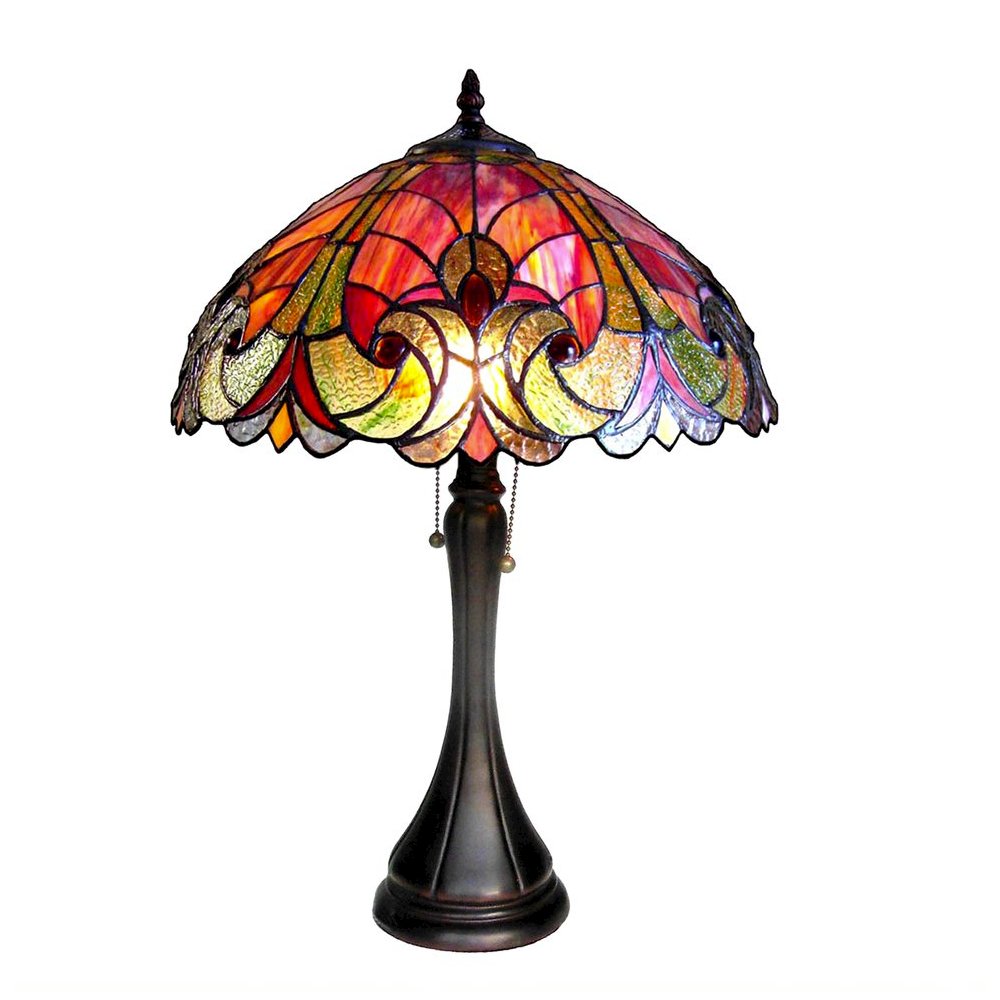 AMOR Tiffany-style 2 Light Victorian Table Lamp 16" Shade. Picture 1
