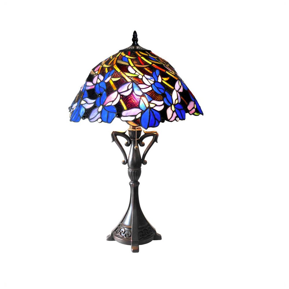 NATALIE Tiffany-style 2 Light Iris Table Lamp 19" Shade. Picture 1