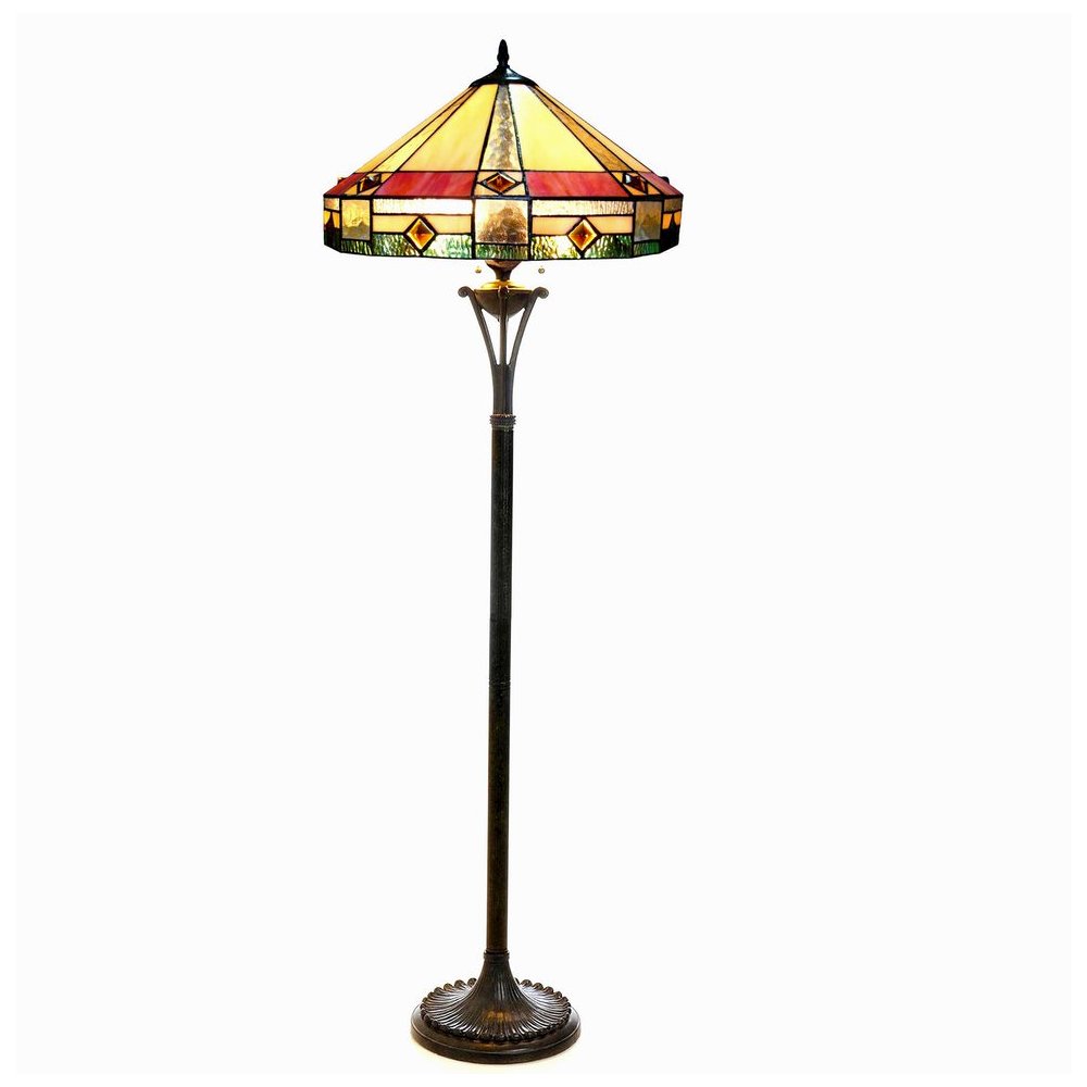 RIDLEY Tiffany-style 2 Light Mission Floor Lamp 18" Shade. Picture 1