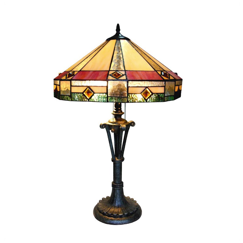 RIDLEY Tiffany-style 2 Light Mission Table Lamp 18" Shade. Picture 1