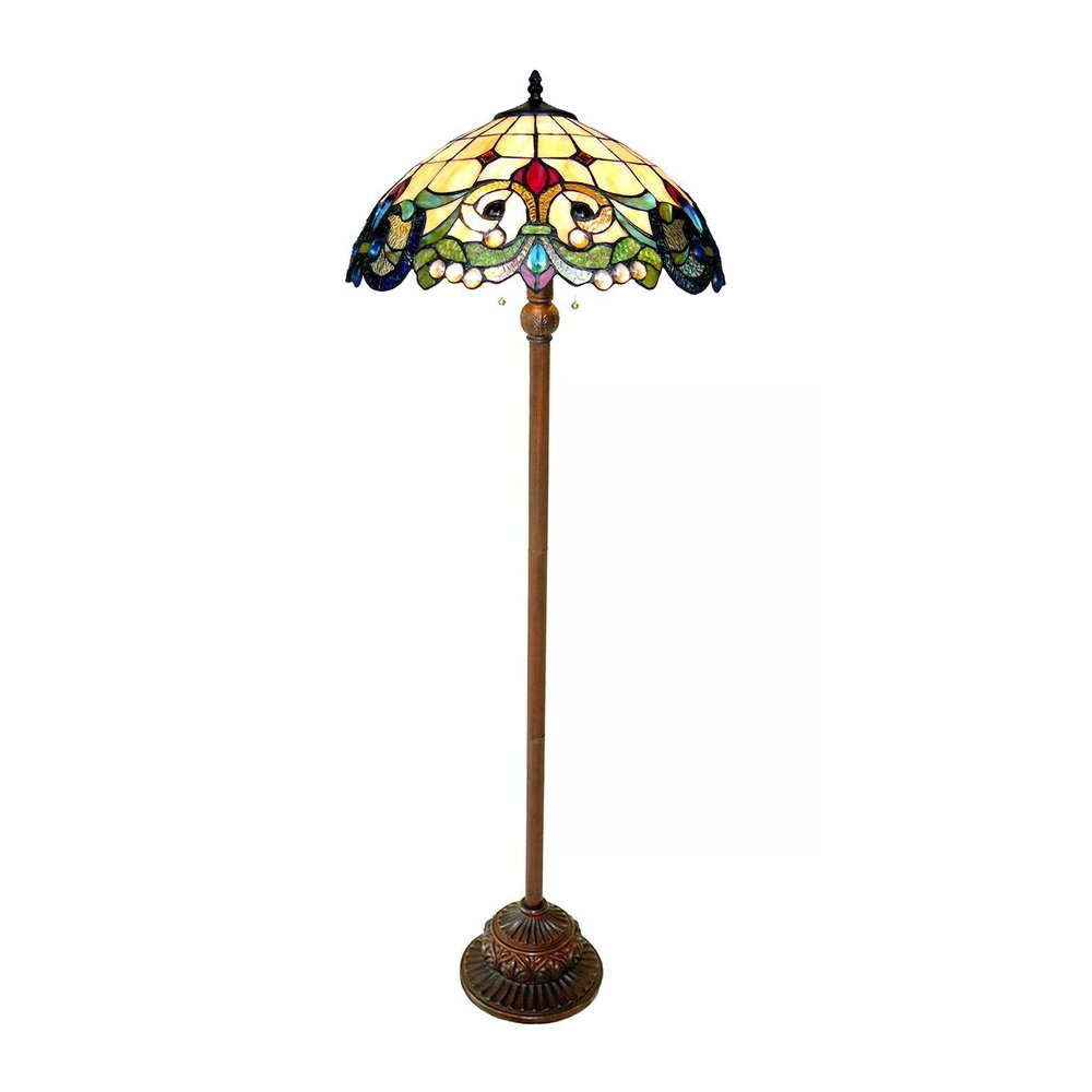 DULCE Tiffany-style 2 Light Victorian Floor Lamp 18" Shade. Picture 1